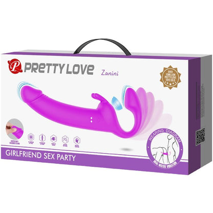 PRETTY LOVE - GODE STRAPPEUR ZANINI SANS HARNAIS 10 VIBRATIONS VIOLET