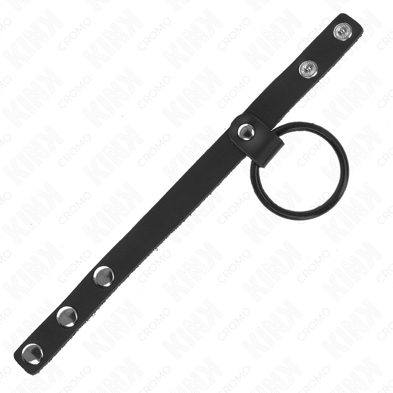 KINK - ANNEAU PÉNIS EN SILICONE 3,8 CM ET SÉPARATEUR DE COUILLES EN CUIR 22 X 1,5 CM