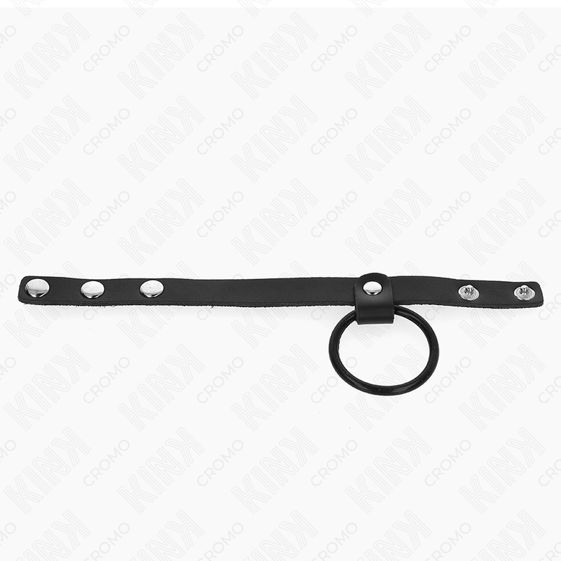 KINK - ANNEAU PÉNIS EN SILICONE 3,8 CM ET SÉPARATEUR DE COUILLES EN CUIR 22 X 1,5 CM