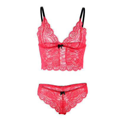 SUBBLIME - 953904 ENSEMBLE 3 PIÈCES EN DENTELLE ET SATIN ROUGE L/XL