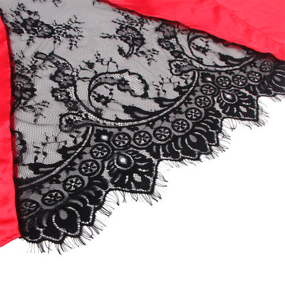 SUBBLIME - 954024 NUIT EN DENTELLE AVEC DOS TRANSPARENT + STRING ROUGE/NOIR L/XL