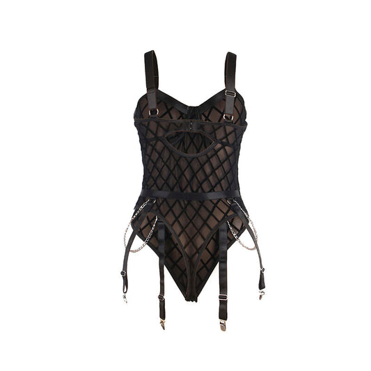 SUBBLIME - 954277 BODY AVEC CHAÎNES + PORTE-JARRETELLES NOIR L/XL