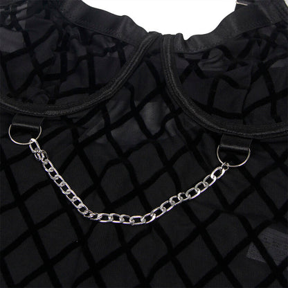SUBBLIME - 954277 BODY AVEC CHAÎNES + PORTE-JARRETELLES NOIR L/XL