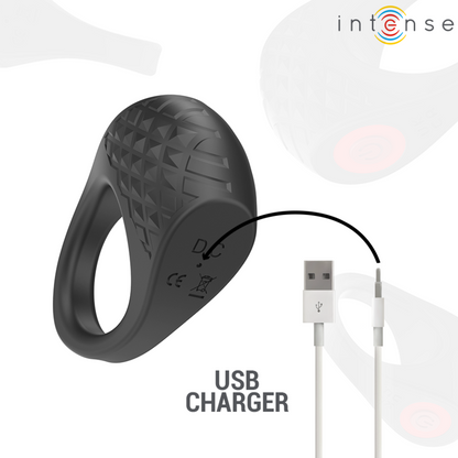 INTENSE - CLOVER VIBRATING PENIS RING 10 VIBRATIONS BLACK