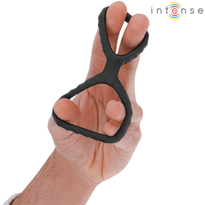 INTENSE - DEWEY DOUBLE ANNEAU PÉNITENSILE EN SILICONE NOIR MODÈLE 2