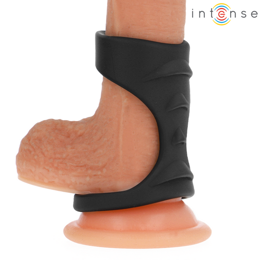 INTENSE - THEO DOUBLE ANNEAU PÉNITENSILE EN SILICONE NOIR MODÈLE 3