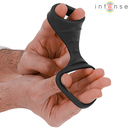 INTENSE - THEO DOUBLE COCK RING BLACK SILICONE MODEL 3