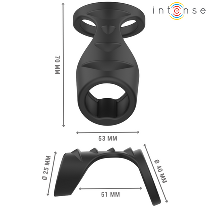 INTENSE - THEO DOUBLE COCK RING BLACK SILICONE MODEL 3
