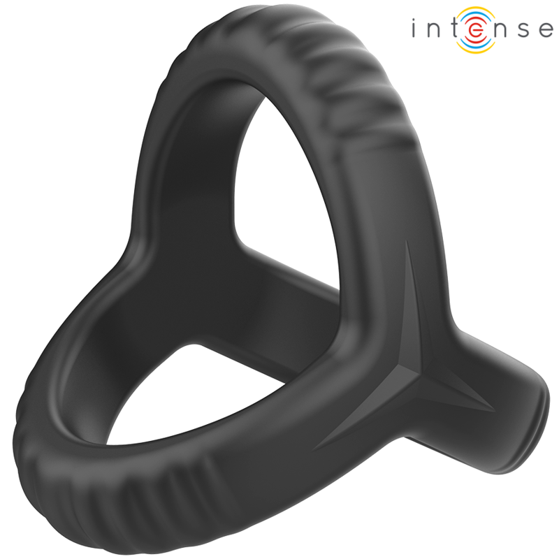INTENSE - CARSON DOUBLE ANNEAU PÉNITENSILE EN SILICONE NOIR MODÈLE 4