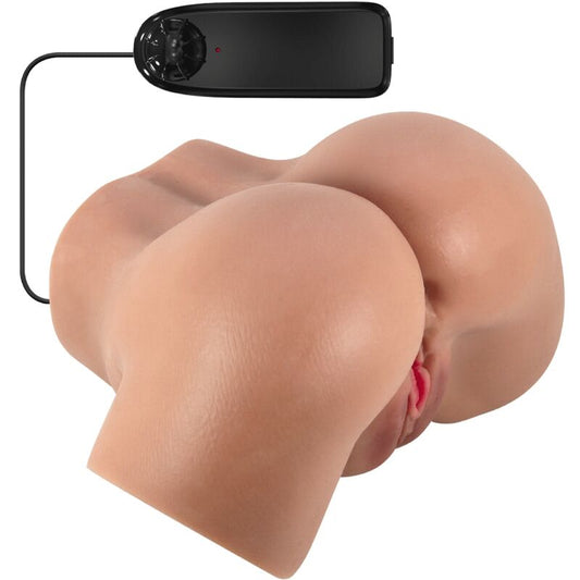 CRAZY BULL - VIBRATEUR DOS HAILEY AVEC VAGIN ET ANUS RÉALISTES TÉLÉCOMMANDE MULÂTRE