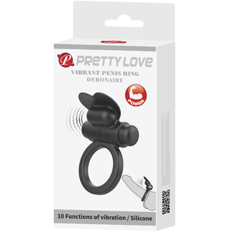 PRETTY LOVE - BAGUE VIBRANTE LAPIN DÉBONAIRE 10 VIBRATIONS NOIRE