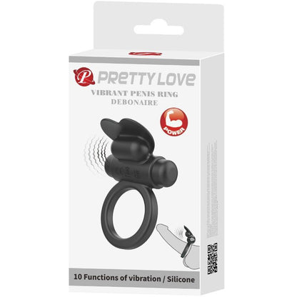 PRETTY LOVE - BAGUE VIBRANTE LAPIN DÉBONAIRE 10 VIBRATIONS NOIRE