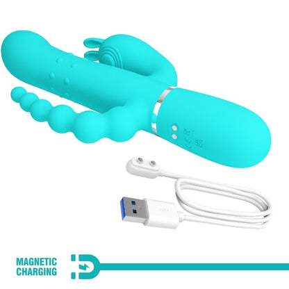 PRETTY LOVE - CAMMY TRIPLE RABBIT VIBRATOR MULTIFUNCTION 4 IN 1 BLUE