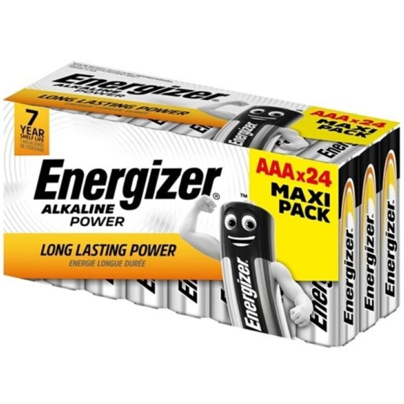 ENERGIZER - Piles alcalines AAA LR03, boîte de 24 (3 boîtes de 8 piles)
