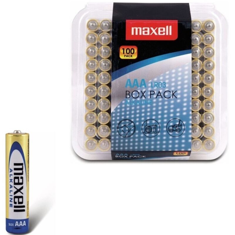 MAXELL - AAA ALKALINE BATTERY LR03 PACK * 100 BATTERIES