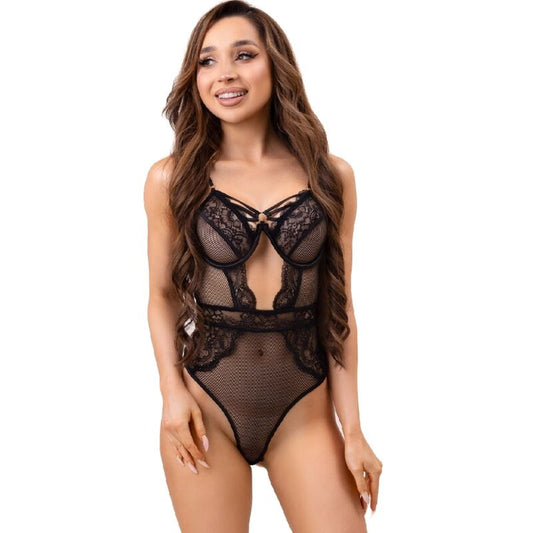 LIVCO CORSETTI FASHION - BODY PAULA LC 20209 AVEC BORDURE EN DENTELLE NOIRE S/M