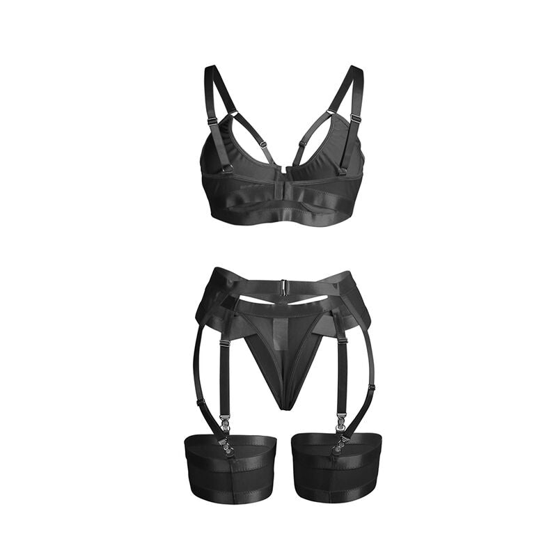 SUBBLIME - 955236 ENSEMBLE SOUTIEN-GORGE ET PORTE-JARRETELLES BONDAGE NOIR S/M