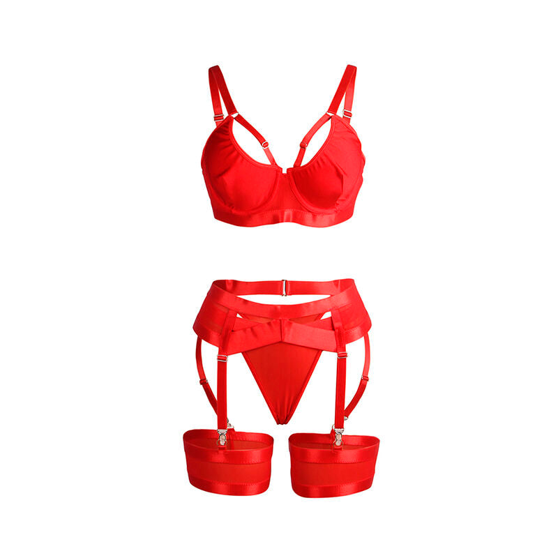 SUBBLIME - 955250 ENSEMBLE SOUTIEN-GORGE ET PORTE-JARRETELLES ROUGE S/M