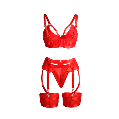 SUBBLIME - 955267 ENSEMBLE SOUTIEN-GORGE ET PORTE-JARRETELLES ROUGE L/XL