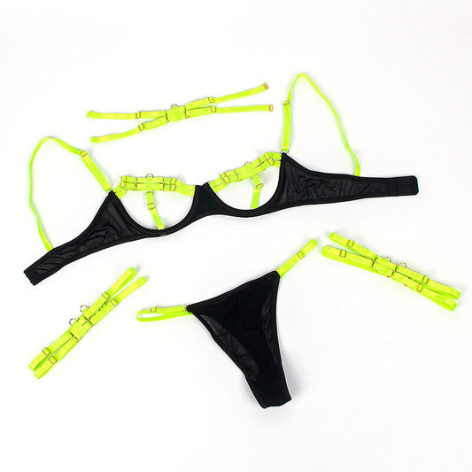 SUBBLIME - 955274 ENSEMBLE COLLIER ET SOUTIEN-GORGE VERT FLUORESCENT S/M