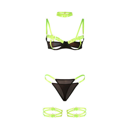 SUBBLIME - 955274 ENSEMBLE COLLIER ET SOUTIEN-GORGE VERT FLUORESCENT S/M