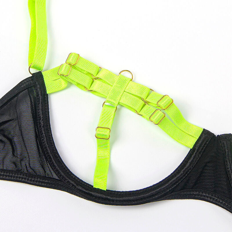 SUBBLIME - 955274 ENSEMBLE COLLIER ET SOUTIEN-GORGE VERT FLUORESCENT S/M