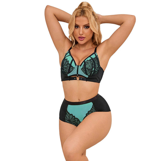 SUBBLIME - 955564 ENSEMBLE SOUTIEN-GORGE ZIPPÉ EN MAILLE VERTE VERNI L/XL
