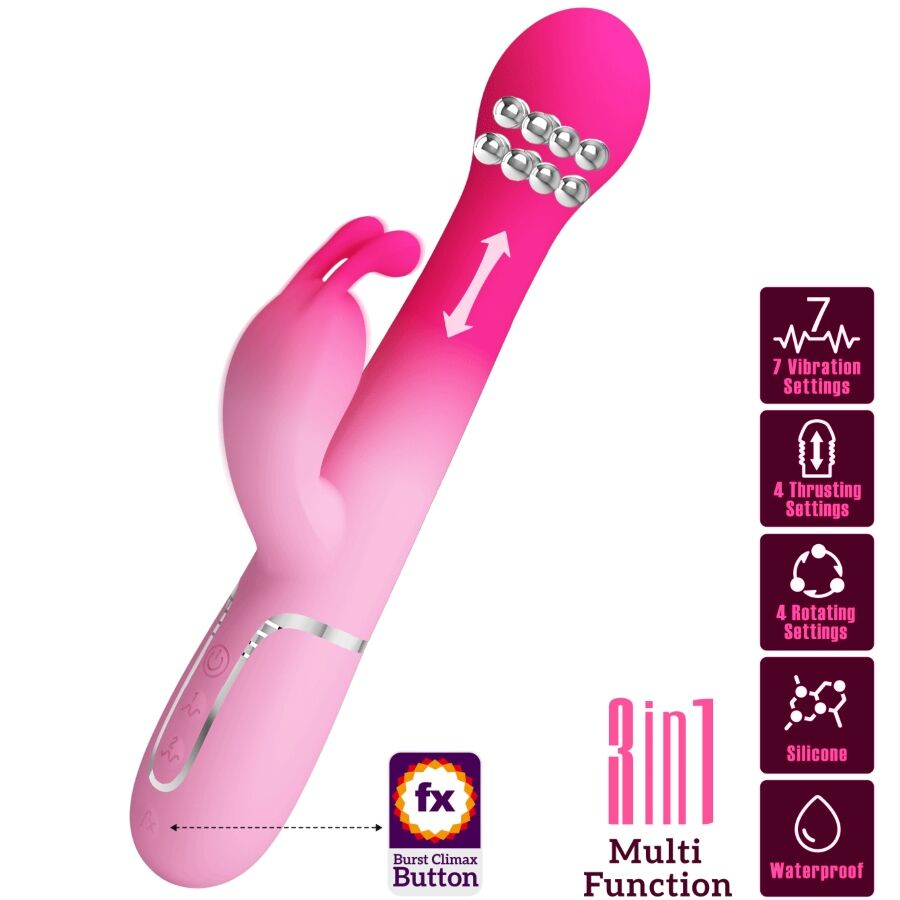 PRETTY LOVE - DEJON VIBRATEUR LAPIN MULTIFONCTION 3-EN-1 ROSE