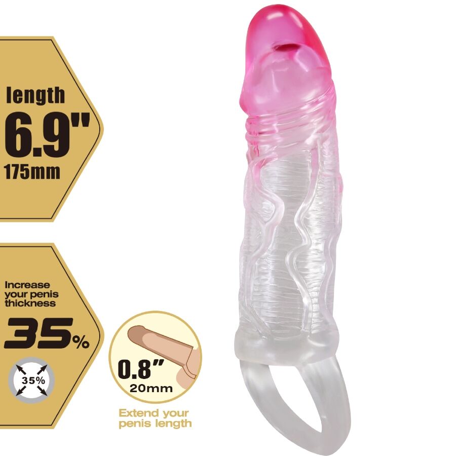PRETTY LOVE - ODES REALISTIC 2 CM ENLARGEMENT SHEATH FOR PINK PENIS