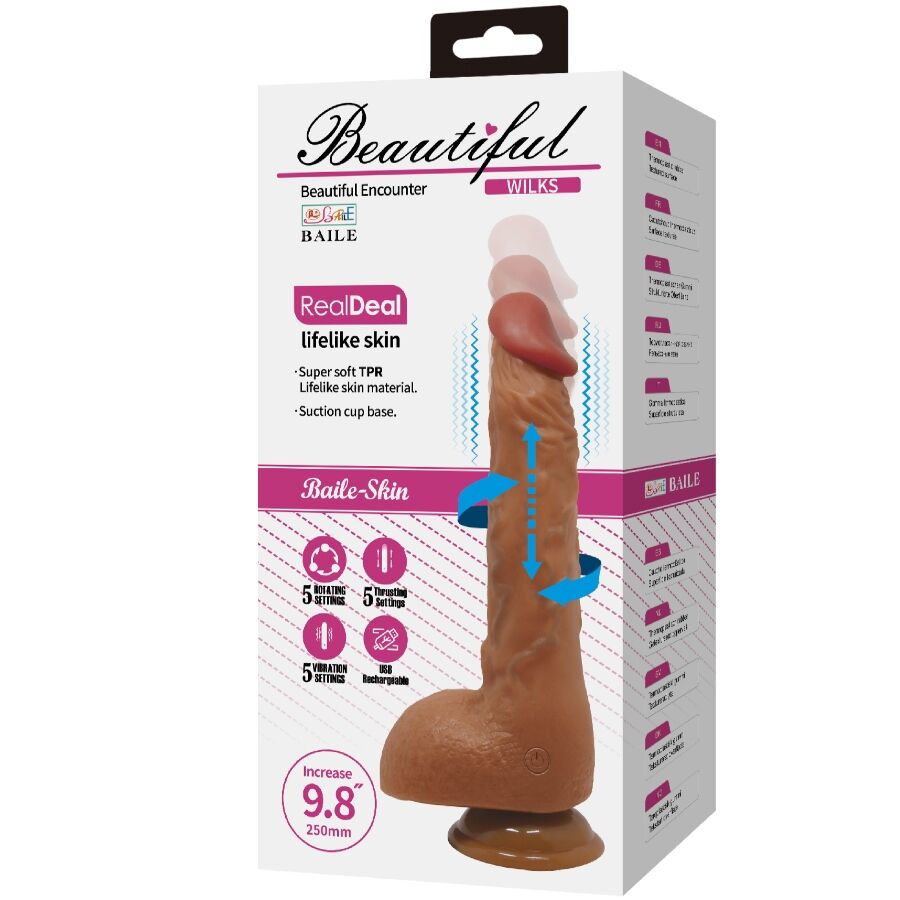 DANCE - BEAUTIFUL WILKS 5-SETTING REALISTIC VIBRATOR 25 CM MULATTO