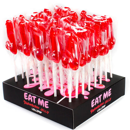 SECRETPLAY - PRÉSENTOIR DE SUCETTES PÉNIS À LA FRAISE ASSORTIES 40 UNITÉS