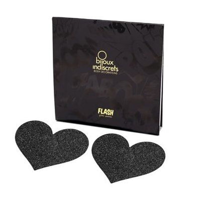 BIJOUX - CACHE-TETONS INDISCRETS FLASH NOIR CŒUR
