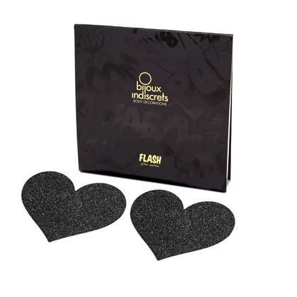 BIJOUX - CACHE-TETONS INDISCRETS FLASH NOIR CŒUR