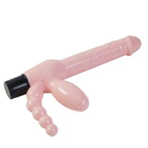 DANCE - HARNAIS SANS FIL TPR AVEC VIBRATION ET STIMULATION ANALE 25,4 CM