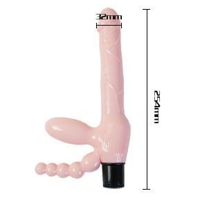 DANCE - HARNAIS SANS FIL TPR AVEC VIBRATION ET STIMULATION ANALE 25,4 CM