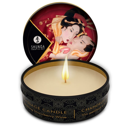SHUNGA - MINI CARESS BY CANDELIGHT BOUGIE DE MASSAGE FRAISE ET CAVA 30 ML