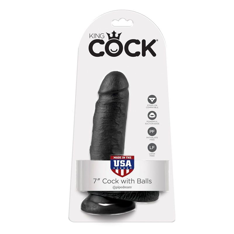 KING COCK - 7 PÉNIS NOIRS RÉALISTES 17,8 CM