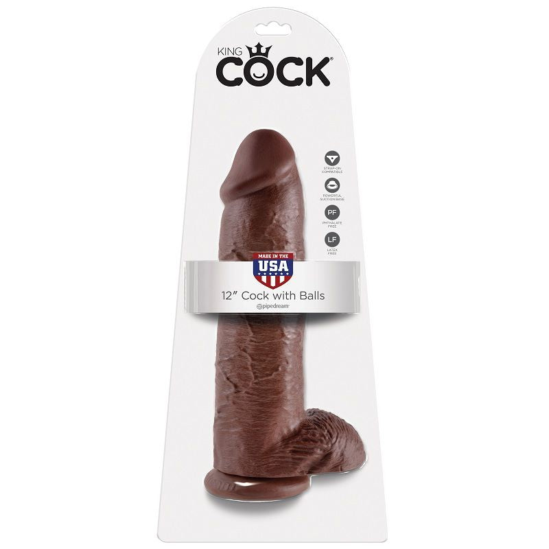 KING COCK - 12 PÉNIS BRUNS RÉALISTES 30,48 CM