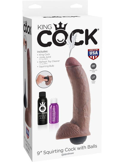 KING COCK - PÉNIS BRUN ÉJACULANT RÉALISTE 22,86 CM
