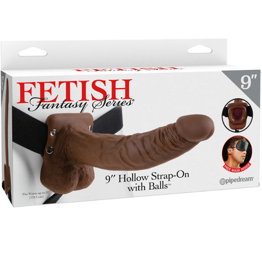SÉRIE FETISH FANTASY - HARNAIS À 9 COUILLES CREUSES HOMME 22,9 CM MARRON