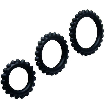 BAILE - TITAN SET 3 PCS COCK RING NOIR 2,8 + 2,4 + 1,9 CM 