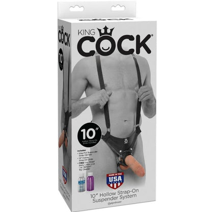 KING COCK - STRAP-ON AVEC GODE CREUX DE 25,5 CM ET SANGLES COULEUR CHAIR