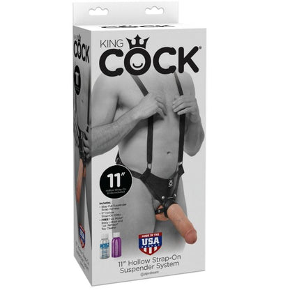 KING COCK - STRAP-ON AVEC GODE CREUX DE 28 CM ET SANGLES COULEUR CHAIR