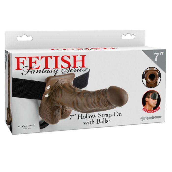 SÉRIE FETISH FANTASY - STRAP-ON CREUX AVEC TESTICULES 17,8 CM