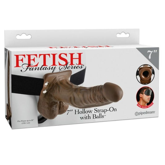 SÉRIE FETISH FANTASY - STRAP-ON CREUX AVEC TESTICULES 17,8 CM