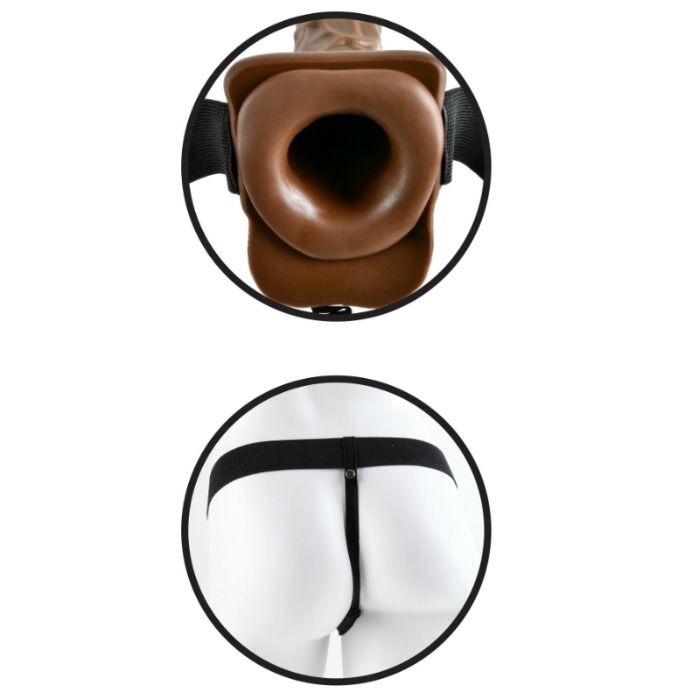 SÉRIE FETISH FANTASY - STRAP-ON CREUX AVEC TESTICULES 17,8 CM