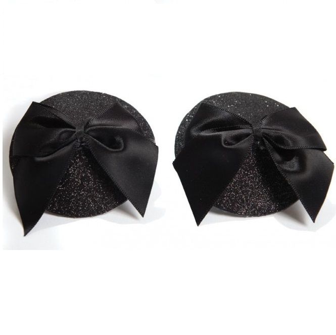 BIJOUX - CACHE-TETONS BURLESQUES BRILLANTS AVEC NŒUD