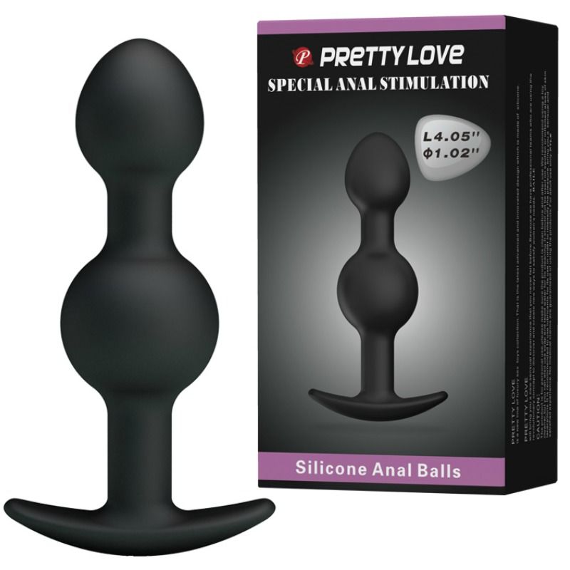 PRETTY LOVE - BOULES ANALES EN SILICONE SPÉCIAL STIMULATION 10,3 CM NOIR