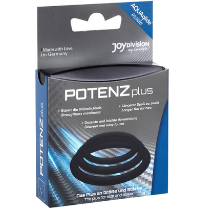 JOYDIVISION POTENZDUO - PACK PLUS DE 3 ANNEAUX PÉNIS NOIRS - S, M, L