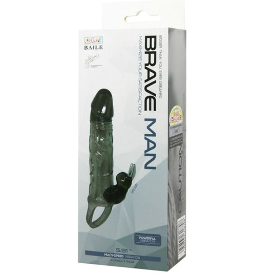 DANCE - BRAVE MAN GAINE PÉNIS RÉALISTE AVEC LAPIN 16,5 CM NOIR